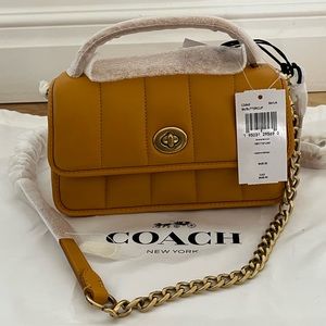Coach Turnlock Clutch with Quilting Crossbody in Buttercup
